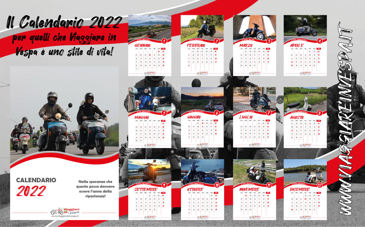 Calendario 2022 di Viaggiare in Vespa